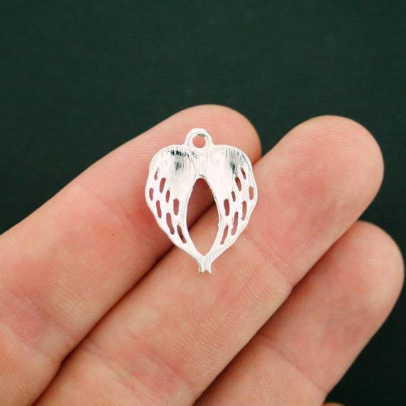 6 Angel Wings Silver Tone Charms - SC6364