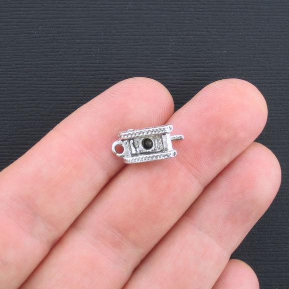 6 Army Tank Antique Silver Tone Charms 3D - SC3358