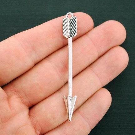 6 Arrow Antique Silver Tone Charms 3D - SC6132