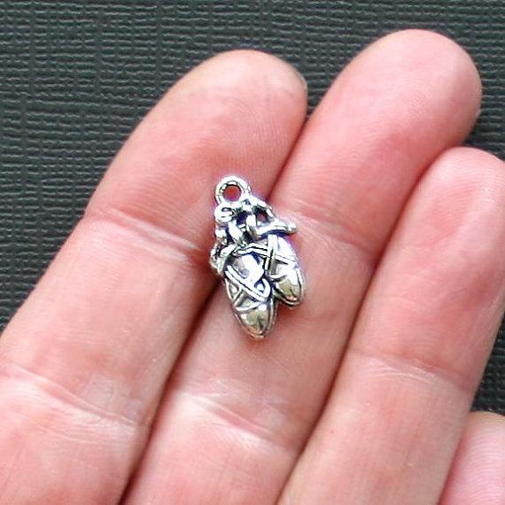 6 Ballet Slipper Antique Silver Tone Charms - SC4542