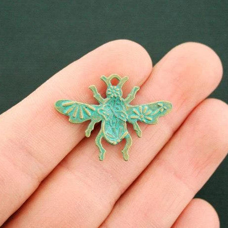 6 Bee Antique Bronze Tone Charms - BC1656