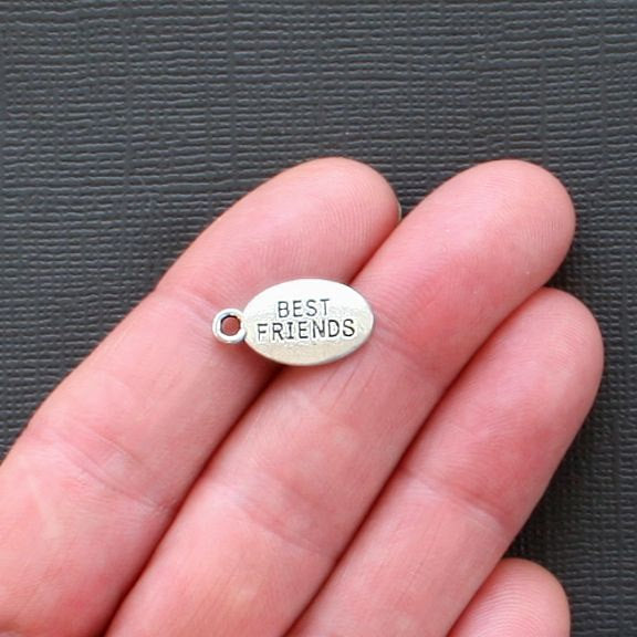 6 Best Friend Antique Silver Tone Charms - SC1852