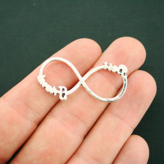 6 Best Friends Infinity Connector Antique Silver Tone Charms - SC7127