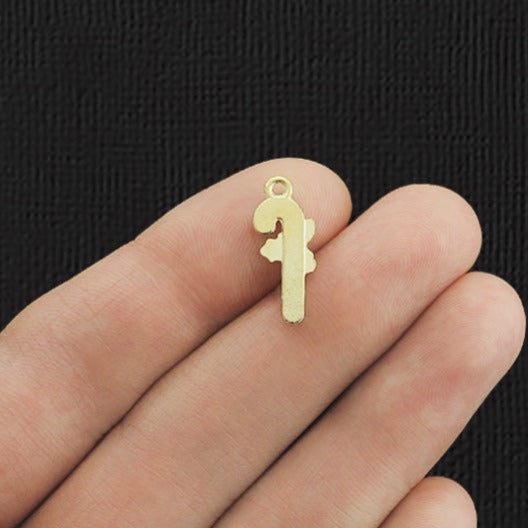 6 breloques en émail couleur or Candy Cane - E1152