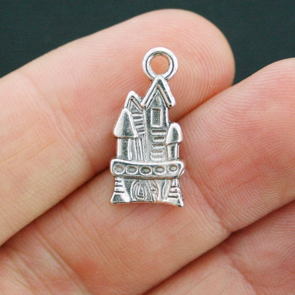 6 breloques ton argent antique château 3D - SC669