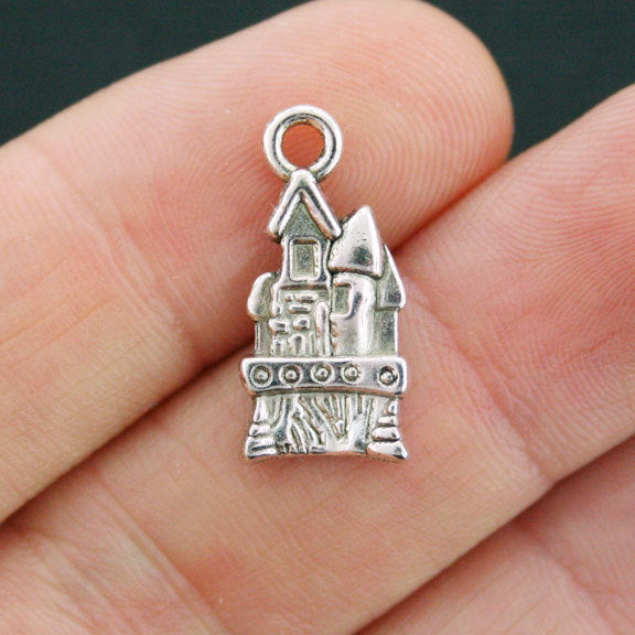 6 breloques ton argent antique château 3D - SC669