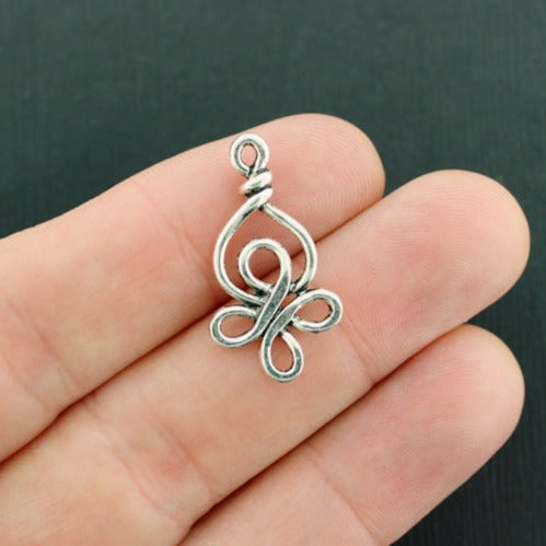 6 Celtic Knot Antique Silver Tone Charms 2 Sided - SC6798