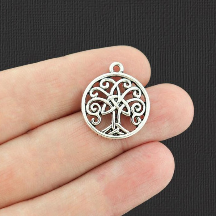 6 Celtic Knot Tree of Life Antique Silver Tone Charms - SC4420