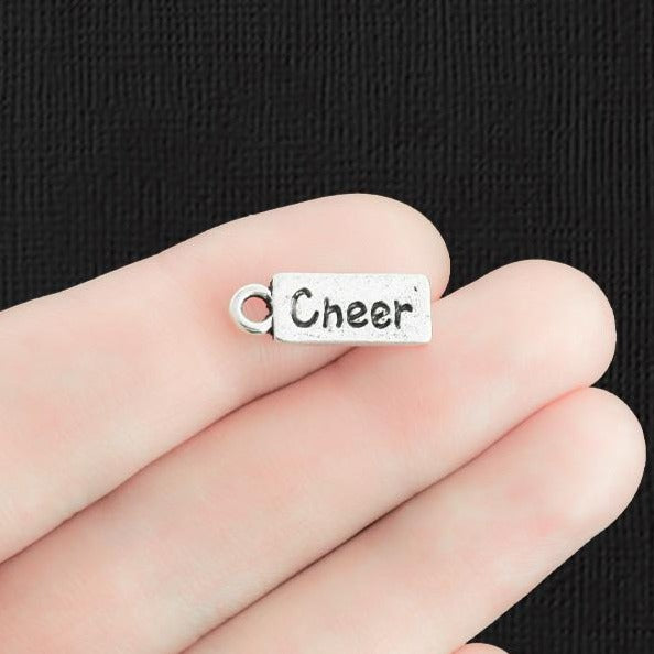 6 Cheer Antique Silver Tone Charms - SC2622