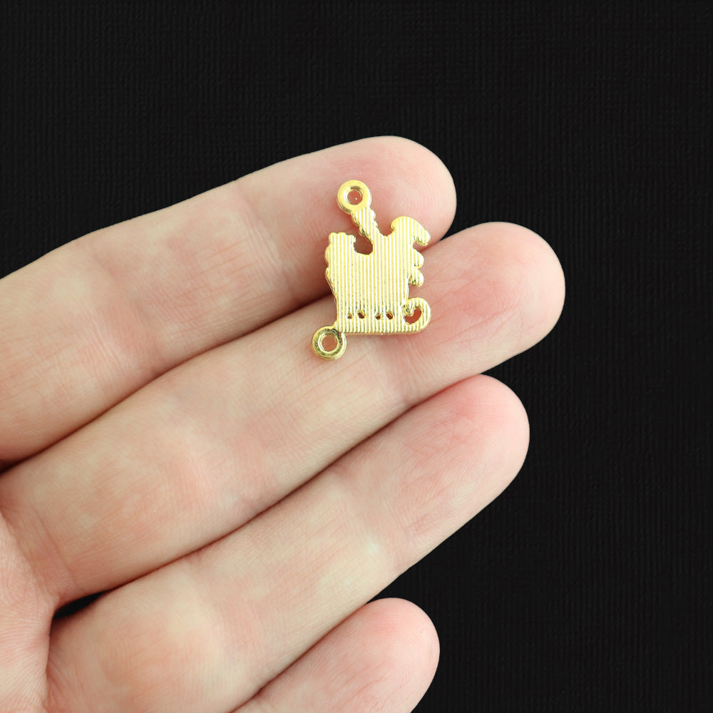 6 breloques en émail doré de Noël Santa Sleigh - E232