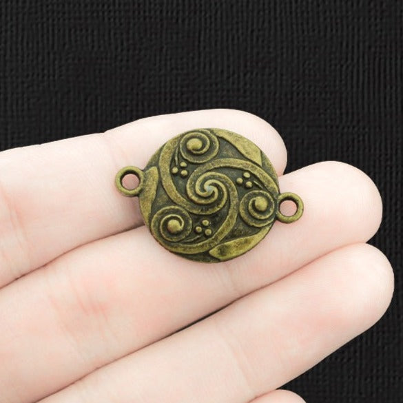 6 connecteurs de cercle breloques de ton bronze antique - BC597