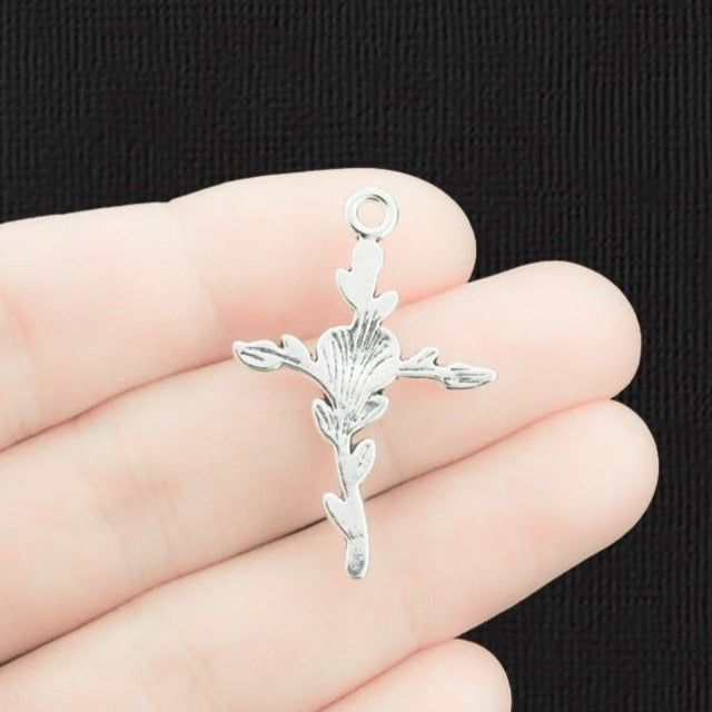 6 Cross Antique Silver Tone Charms - SC121