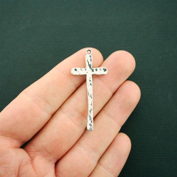 6 breloques de ton argent antique croix - SC6433