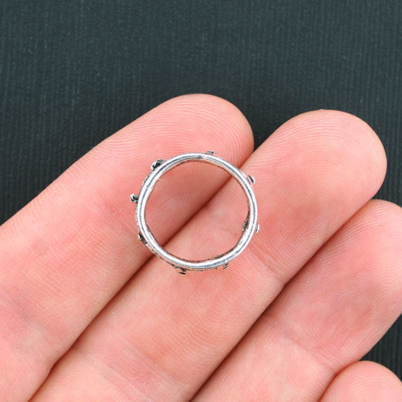 6 Crown Antique Silver Tone Charms 3D - SC1895