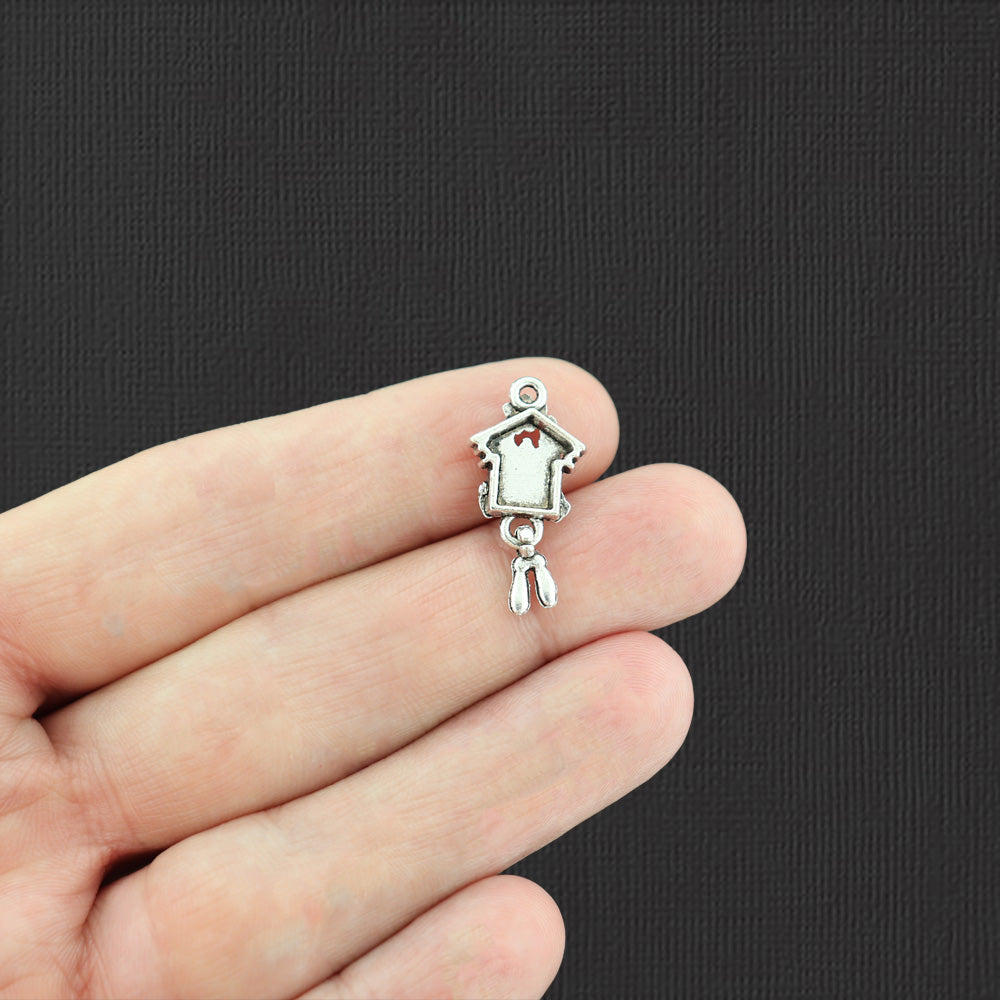 6 breloques argentées antiques pour pendule à coucou - SC4541