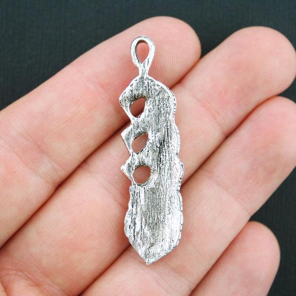 6 Feather Antique Silver Tone Charms - SC028