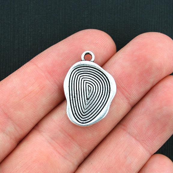 6 Fingerprint Antique Silver Tone Charms - SC3735