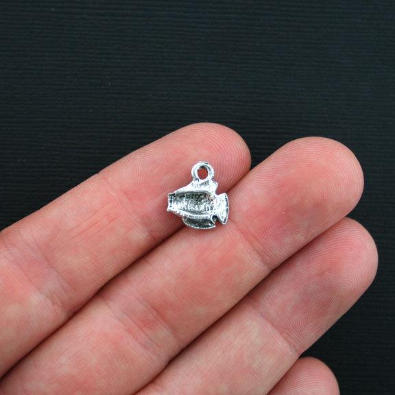 6 Fish Antique Silver Tone Charms - SC3452