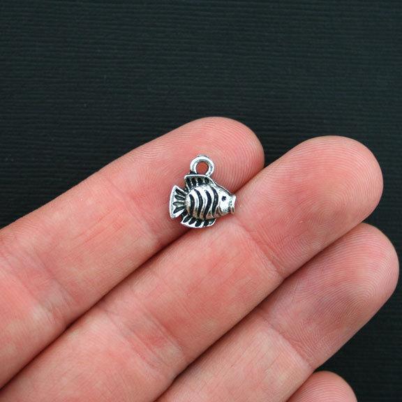 6 breloques de ton argent antique poisson - SC3452