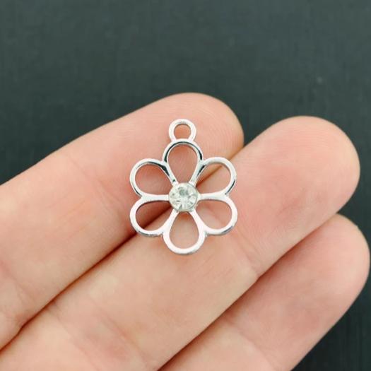 6 breloques fleur argentées - SC5489