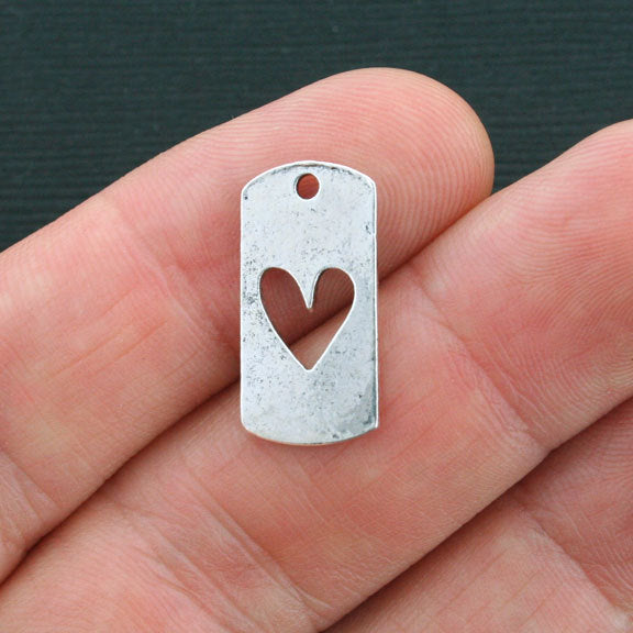 6 Follow Your Heart Antique Silver Tone Charms - SC4160