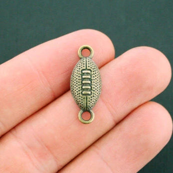 6 Football Connector Antique Bronze Tone Charms - BC699