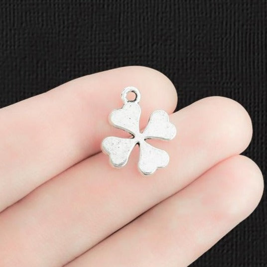 6 breloques ton argent antique trèfle à quatre feuilles - SC180
