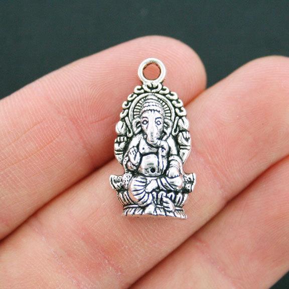 6 breloques Ganesha argentées antiques - SC2400