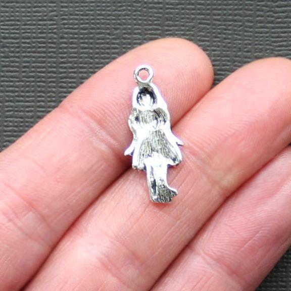 6 Girl Antique Silver Tone Charms 2 Sided - SC2374