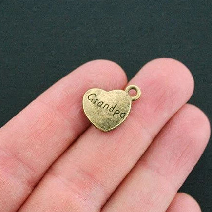 6 Grandpa Antique Bronze Tone Charms 2 Sided - BC1344