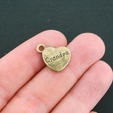 6 Grandpa Antique Bronze Tone Charms 2 Sided - BC1344