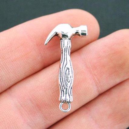 6 breloques ton argent antique marteau 3D - SC5027