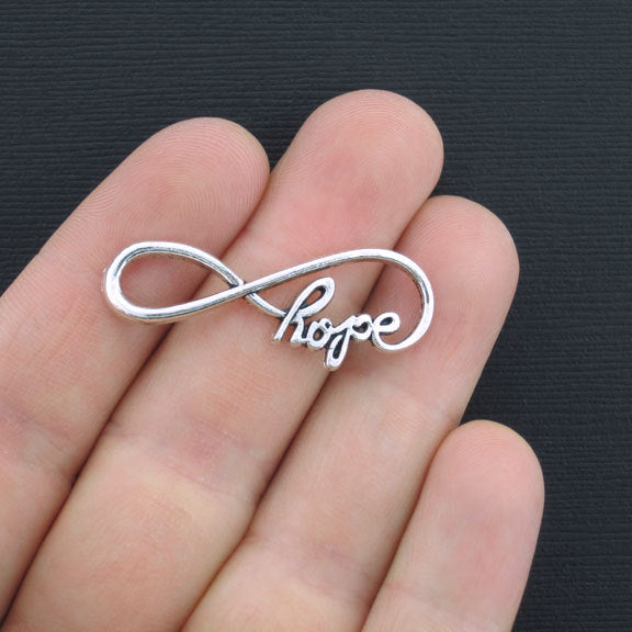 6 Hope Infinity Connector Antique Silver Tone Charms - SC3165