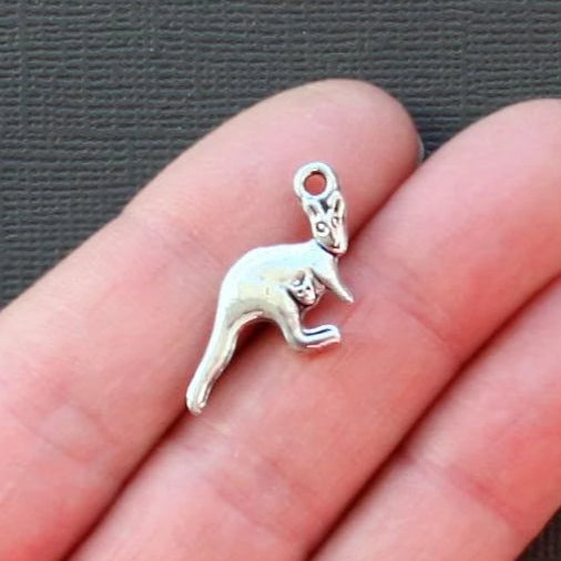 6 breloques kangourou argentées antiques - SC1969