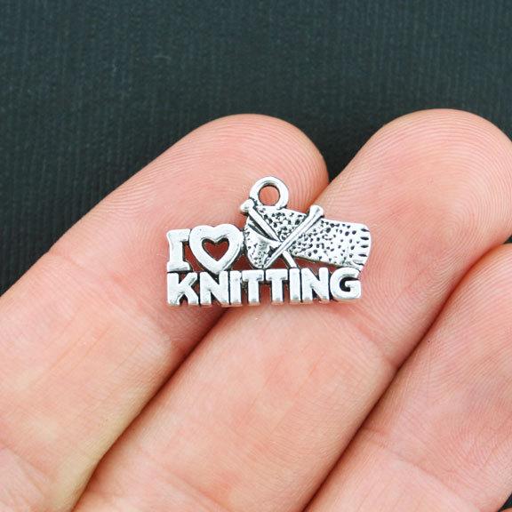 6 Knitting Antique Silver Tone Charms - SC3808
