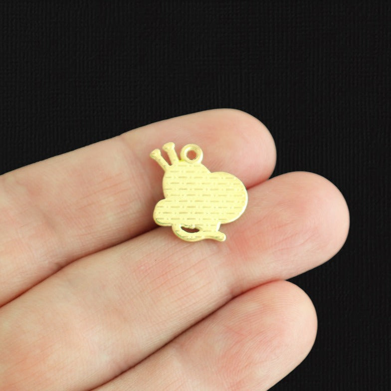 6 Knitting Needle and Yarn Gold Tone Enamel Charms - E709