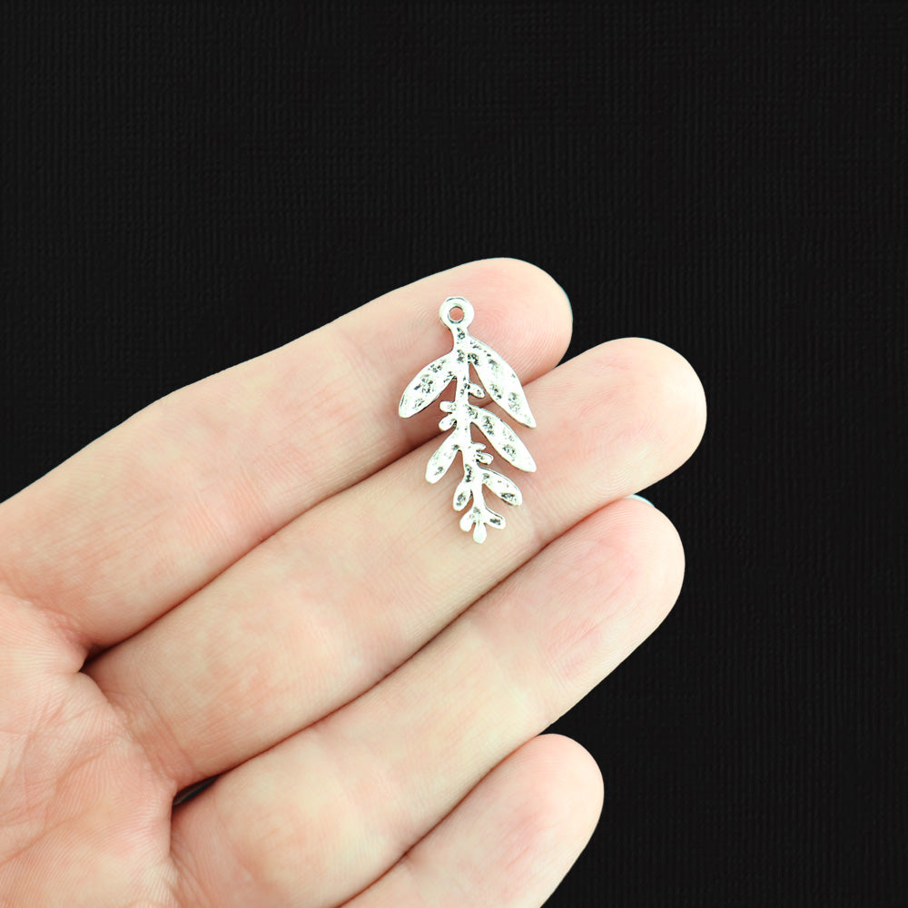 6 Leaf Antique Silver Tone Charms 2 Sided - SC5311