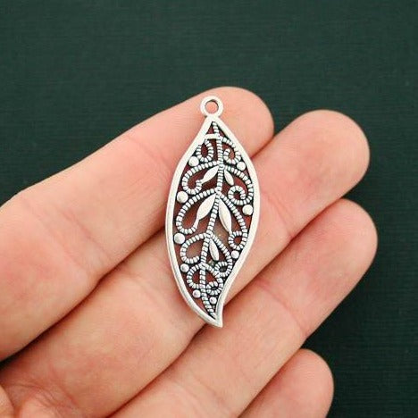 6 feuilles de ton argent antique breloques 2 faces - SC6908