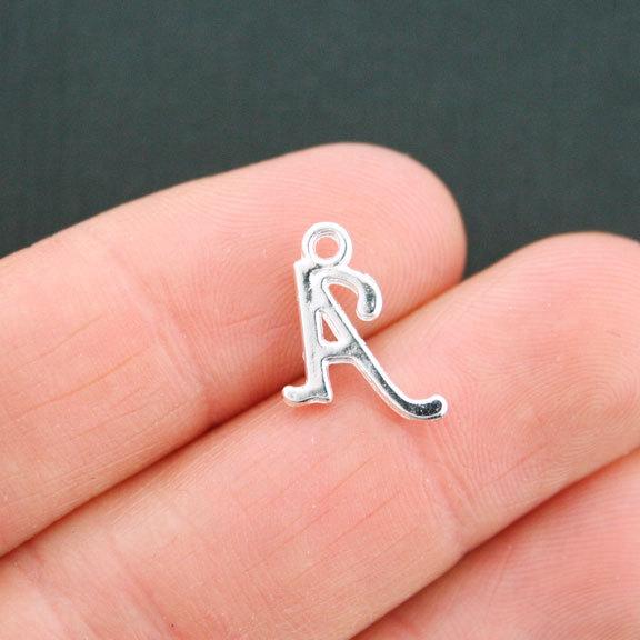 6 Letter A Antique Silver Tone Charms - SC5348