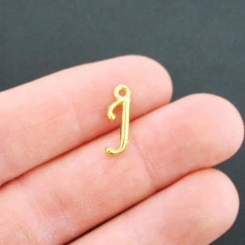 6 breloques de ton or antique Lettre J - GC747