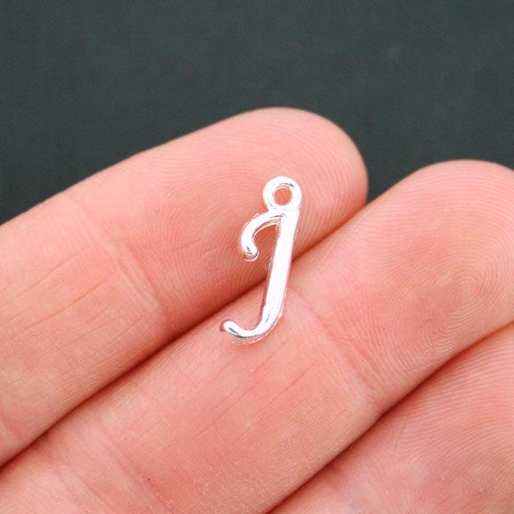 6 Letter J Antique Silver Tone Charms - SC5357