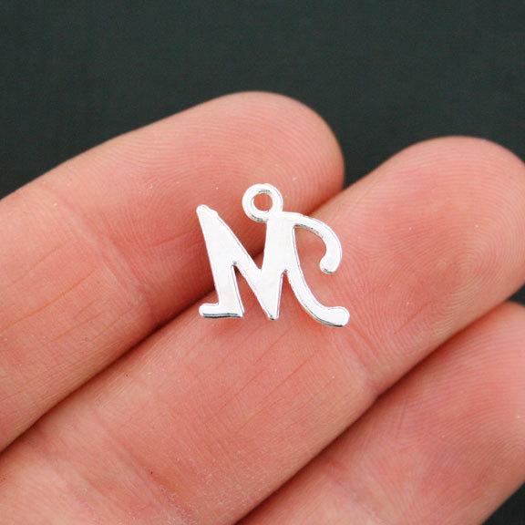 6 Letter M Antique Silver Tone Charms - SC5360