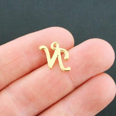 6 Letter N Antique Gold Tone Charms - GC751