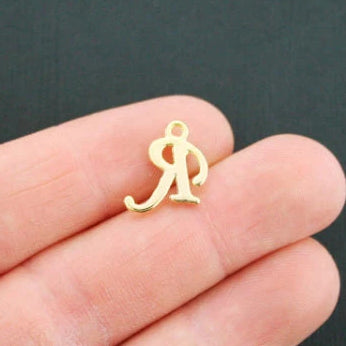 6 breloques de ton or antique lettre R - GC755