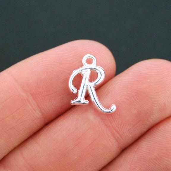 6 Letter R Antique Silver Tone Charms - SC5365