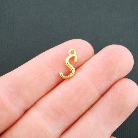 6 Letter S Antique Gold Tone Charms - GC756