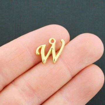 6 breloques de ton or antique lettre W - GC760