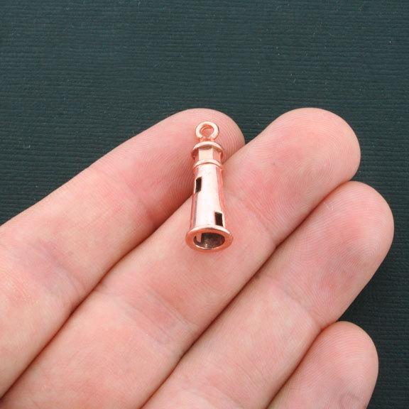 6 Lighthouse Antique Rose Gold Tone Charms 3D - GC422