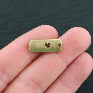 6 Love Antique Bronze Tone Charms - BC770