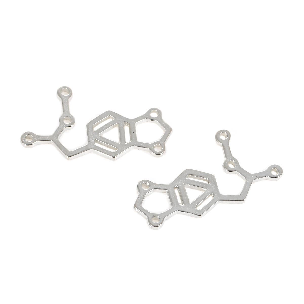 6 MDMA Molecule Connector Antique Silver Tone Charms - SC5603
